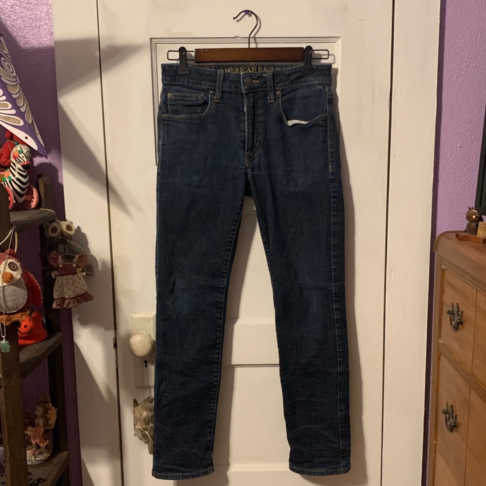 American Eagle Outfitters Extreme Flex Slim Straight Dark Denim Jeans
